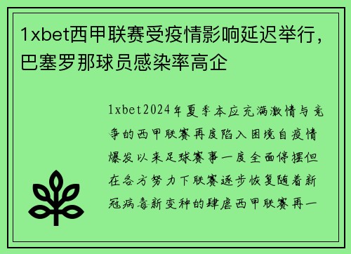 1xbet西甲联赛受疫情影响延迟举行，巴塞罗那球员感染率高企